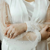 Tulle Pearl Bridal Dress Solid Floor-Length Gown Luxury Getting Ready Silk Dresses Satin Bridal Shower Party Wedding Party Robes